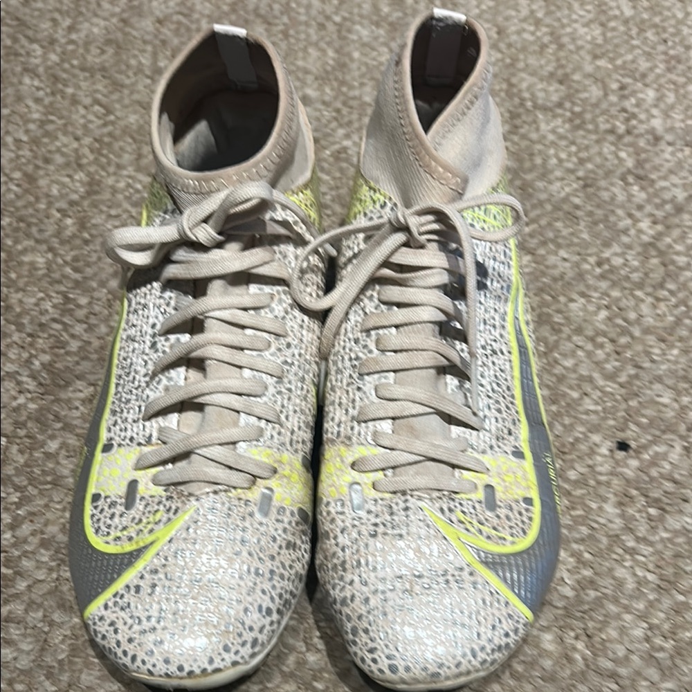 Nike Yellow and Gray High-Top CLEATS